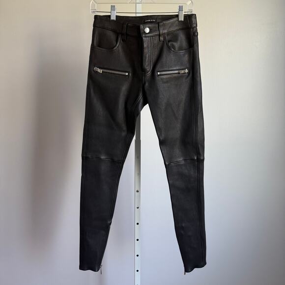 Anine Bing sz 36 or 6 black‎ zipper 100% leather pants NWT - Picture 2 of 10
